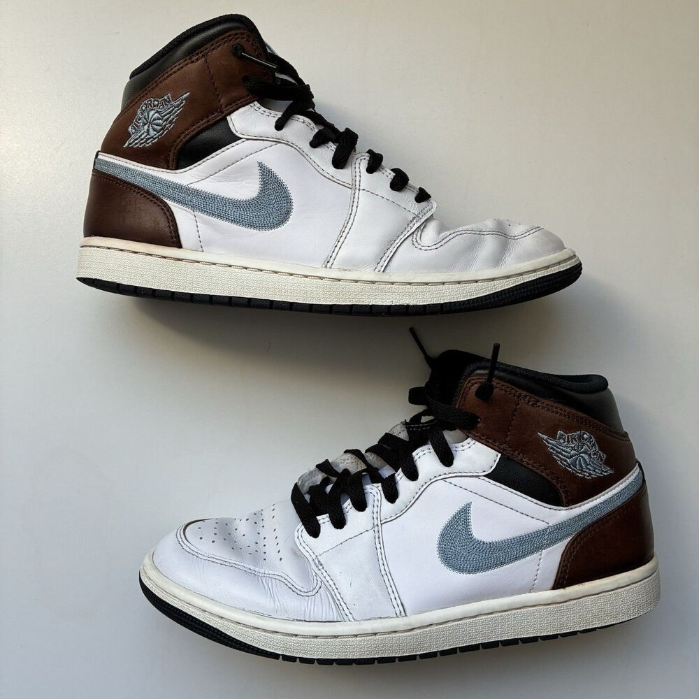 Nike Air Jordan 1 Mid SE White Blue Grey Black Sail FQ7831-142 Men's 8.5 Sneaker